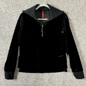 SPANX Women's Velvet Half Zip Pullover Black Size M - NEW!
